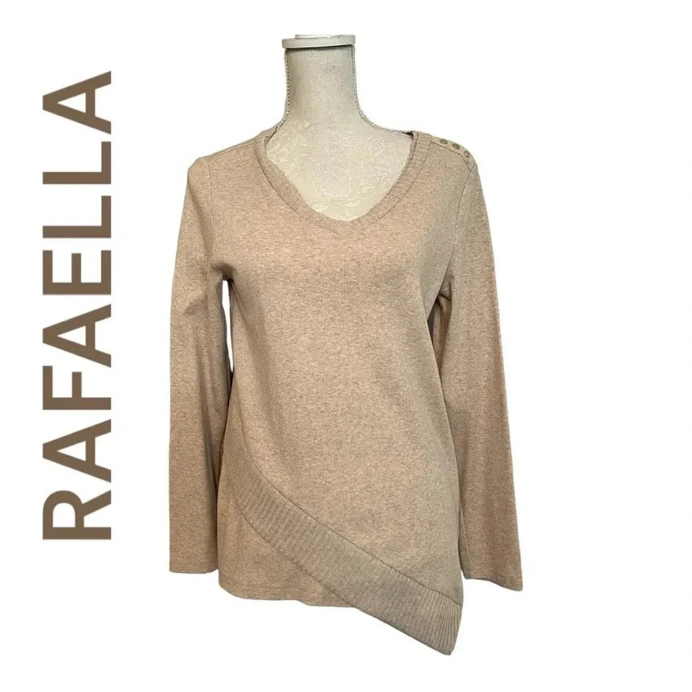 Rafaella Tan Asymmetrical Sweater Women’s Size Small Petite‎